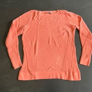 Ann Taylor LOFT salmon pink knit sweater M Medium 100% cotton